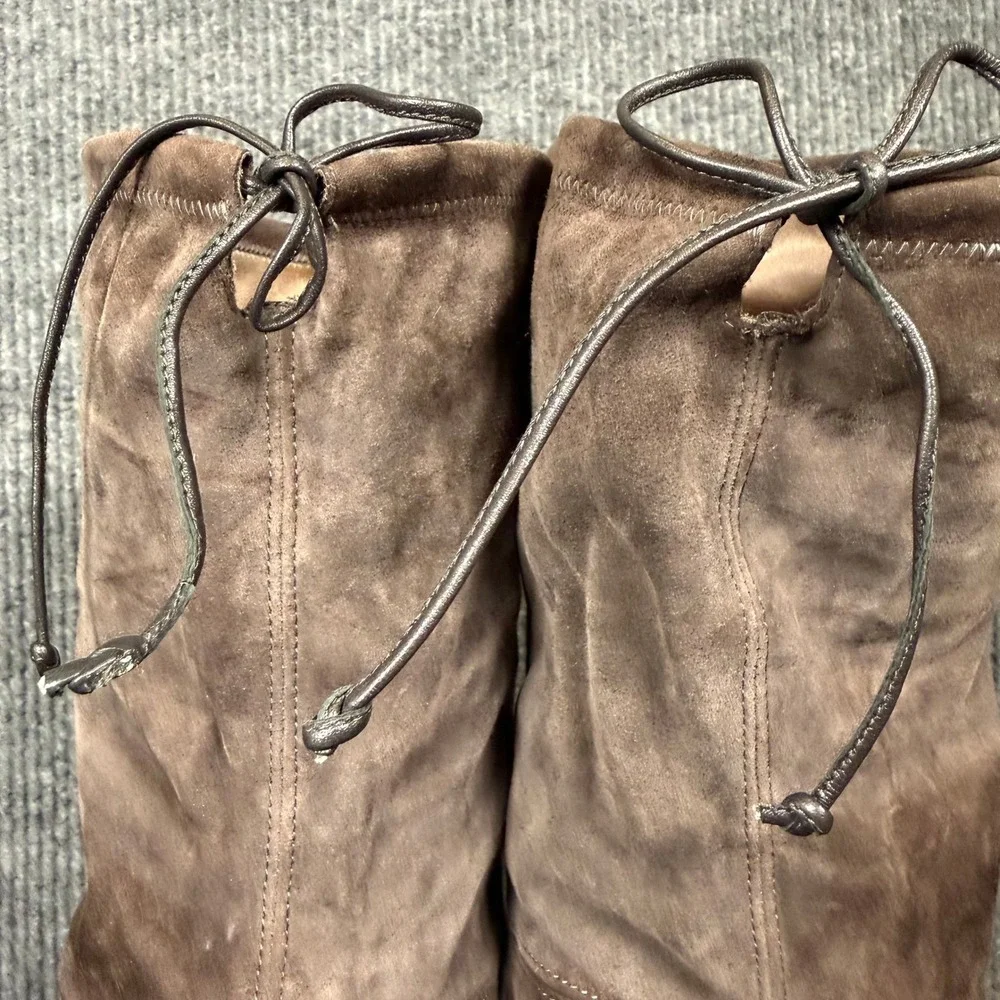 Stuart Weitzman Over Knee Boots Womens 8M Taupe Suede OTK Designer Discoloration
